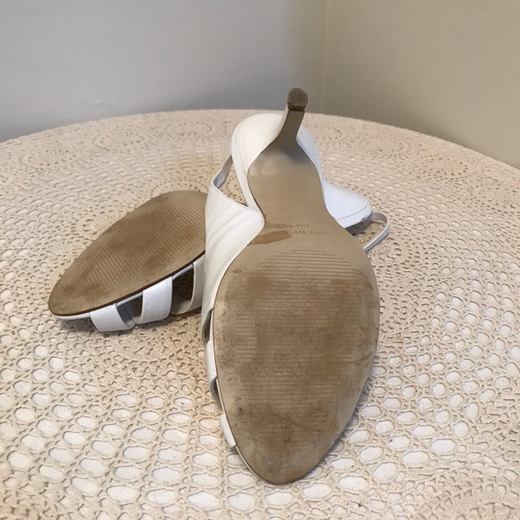 Nine West “Freshlookr” White Strappy Slingback Kitten Heel Sandals Size 7.5 - Picture 5 of 7